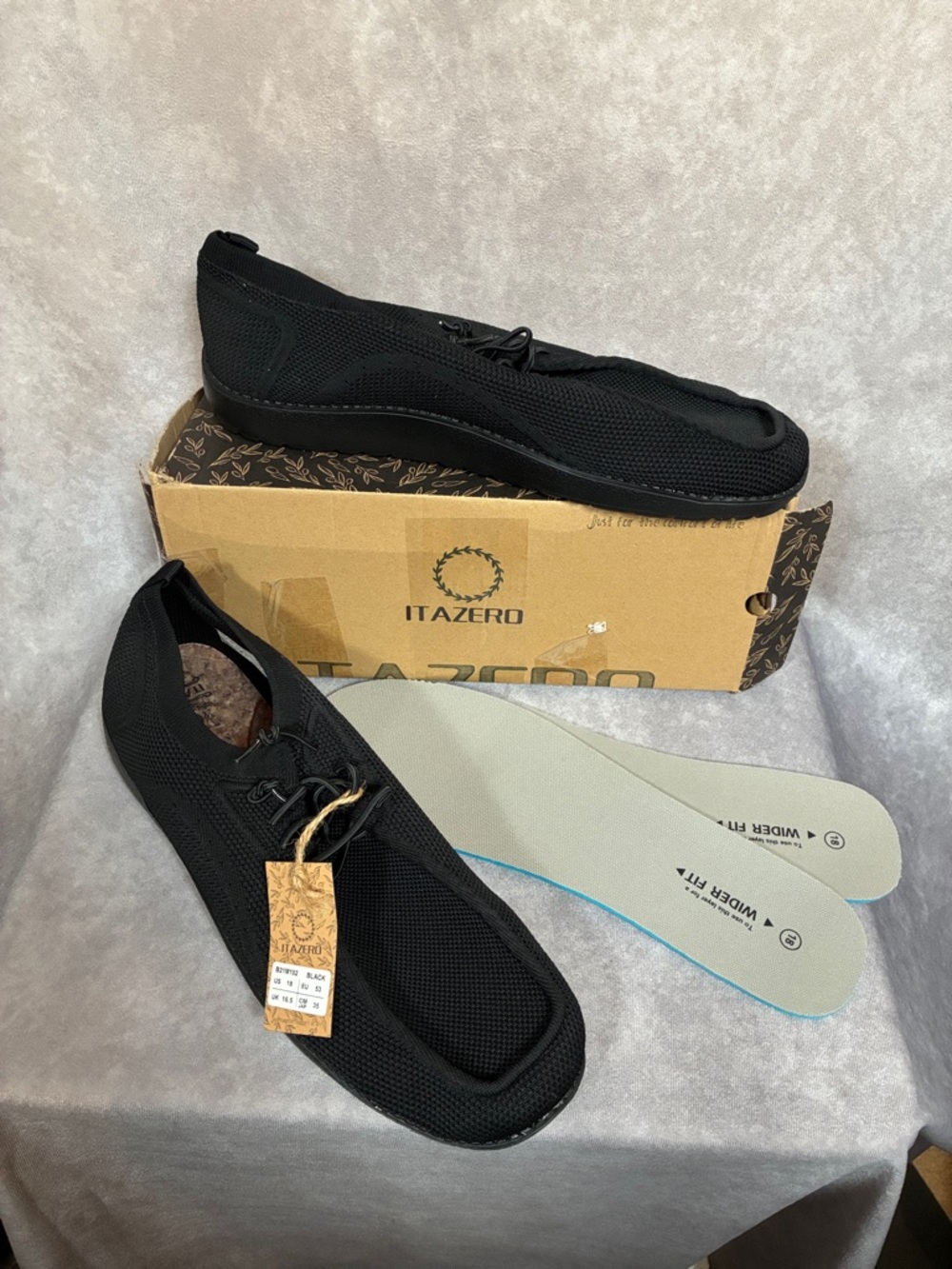 Men's Black Knit Extra Wide Slip-On Loafers with Removable Insoles